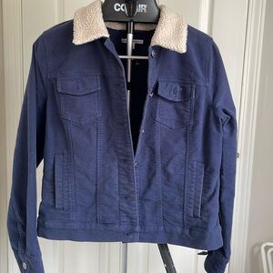 Isaac Mizrah live! Blue  Jean jacket style jacket with faux shearling